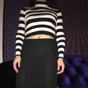 Minkpink striped ribbed turtleneck sweater